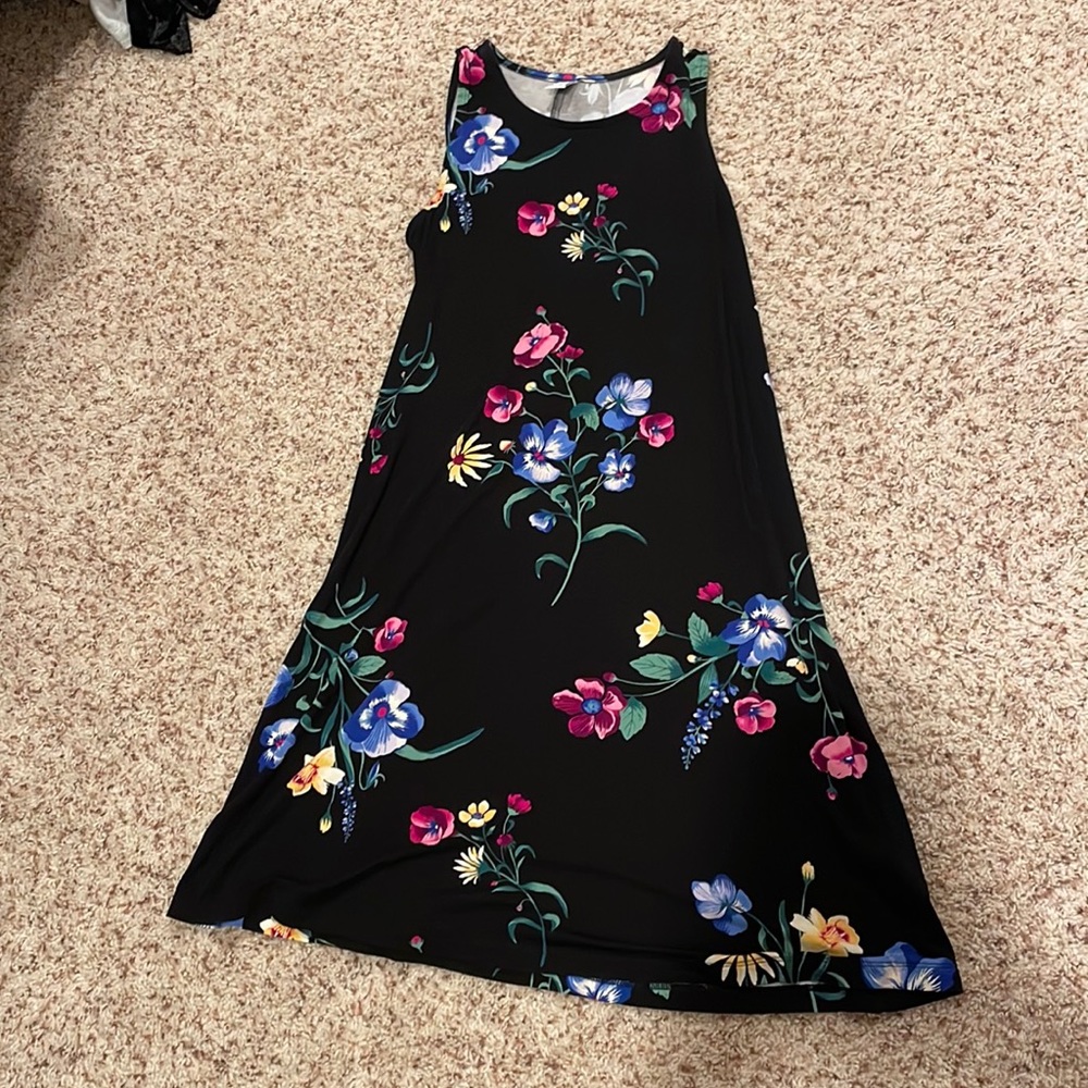 Old Navy Black Floral Sleeveless Dress